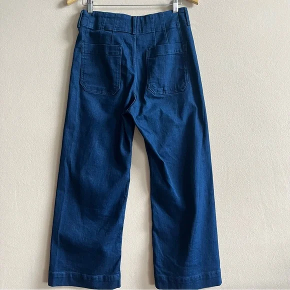 Anthropologie The Colette Denim Cropped Wide-Leg Jeans by Maeve Minimalist in 28 - Picture 9 of 14